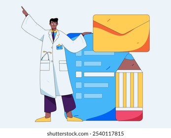 Invite friends to conduct questionnaire flat vector concept operation hand drawn illustration
