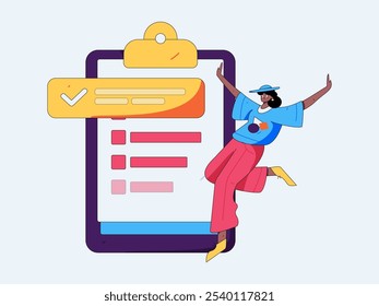 Invite friends to conduct questionnaire flat vector concept operation hand drawn illustration
