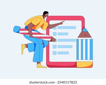 Invite friends to conduct questionnaire flat vector concept operation hand drawn illustration
