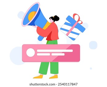 Invite friends to conduct questionnaire flat vector concept operation hand drawn illustration
