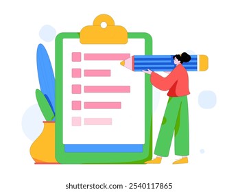 Invite friends to conduct questionnaire flat vector concept operation hand drawn illustration
