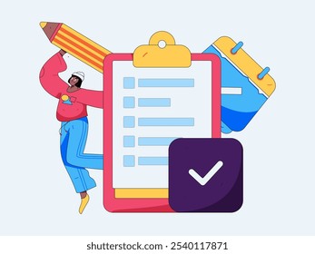 Invite friends to conduct questionnaire flat vector concept operation hand drawn illustration
