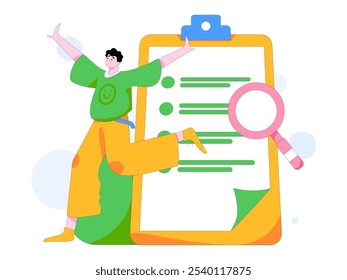 Invite friends to conduct questionnaire flat vector concept operation hand drawn illustration
