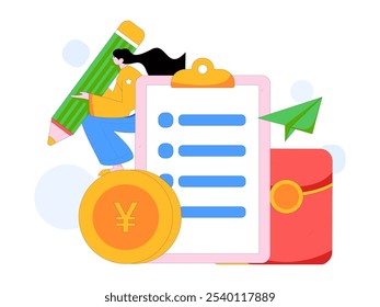 Invite friends to conduct questionnaire flat vector concept operation hand drawn illustration
