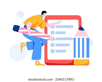 Invite friends to conduct questionnaire flat vector concept operation hand drawn illustration
