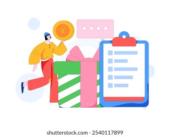 Invite friends to conduct questionnaire flat vector concept operation hand drawn illustration
