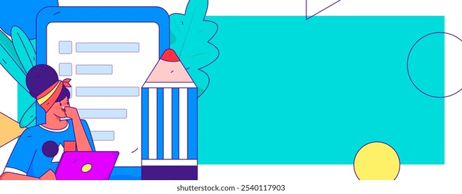 Invite friends to conduct questionnaire flat vector concept operation hand drawn illustration
