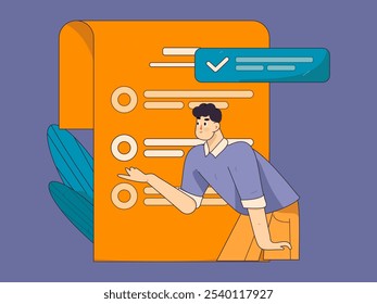 Convidar amigos para realizar questionário vetor plano conceito operação mão desenhada ilustração
