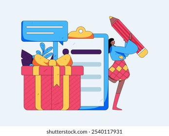 Invite friends to conduct questionnaire flat vector concept operation hand drawn illustration
