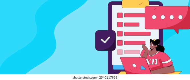 Invite friends to conduct questionnaire flat vector concept operation hand drawn illustration
