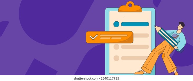 Invite friends to conduct questionnaire flat vector concept operation hand drawn illustration
