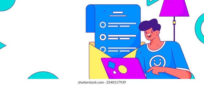 Invite friends to conduct questionnaire flat vector concept operation hand drawn illustration
