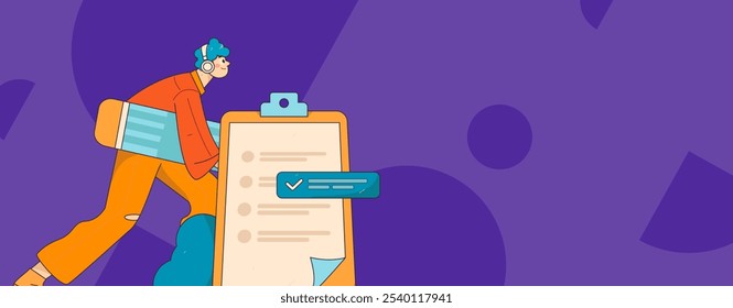 Invite friends to conduct questionnaire flat vector concept operation hand drawn illustration
