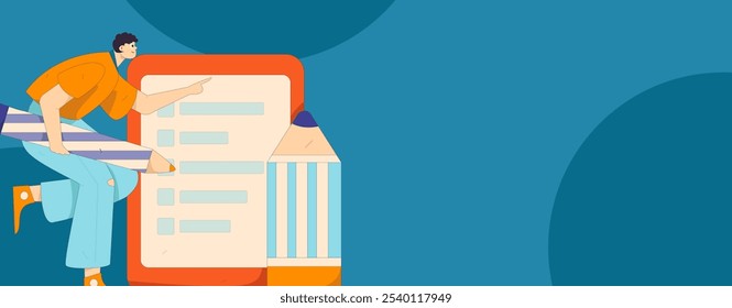 Invite friends to conduct questionnaire flat vector concept operation hand drawn illustration
