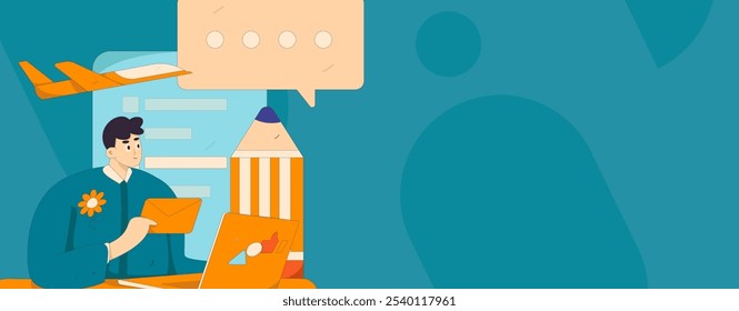 Invite friends to conduct questionnaire flat vector concept operation hand drawn illustration
