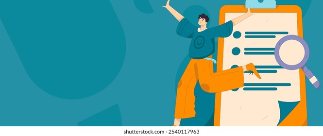 Invite friends to conduct questionnaire flat vector concept operation hand drawn illustration
