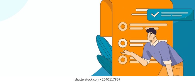 Invite friends to conduct questionnaire flat vector concept operation hand drawn illustration
