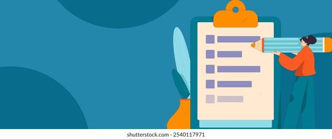 Invite friends to conduct questionnaire flat vector concept operation hand drawn illustration
