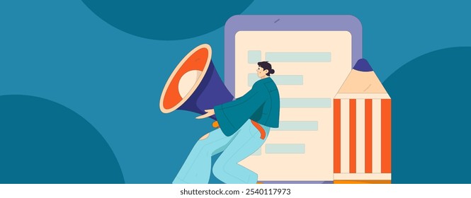 Invite friends to conduct questionnaire flat vector concept operation hand drawn illustration
