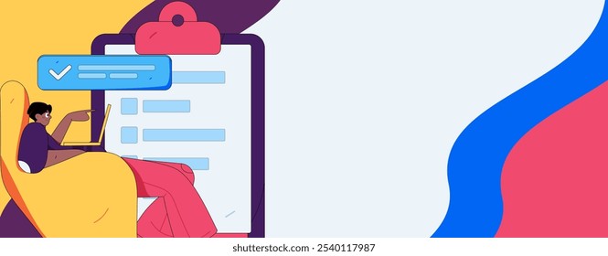 Invite friends to conduct questionnaire flat vector concept operation hand drawn illustration
