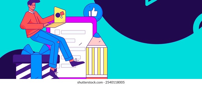 Invite friends to conduct questionnaire flat vector concept operation hand drawn illustration
