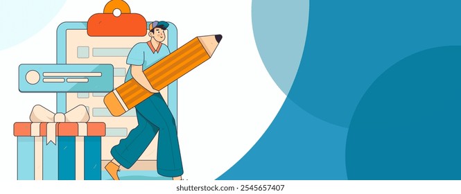 Invite friends to conduct questionnaire flat vector concept operation hand drawn illustration
