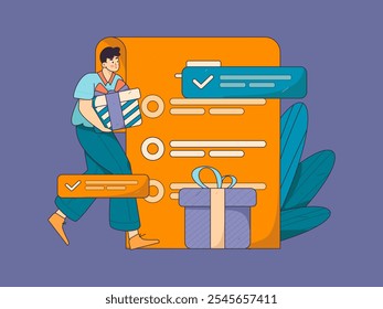 Invite friends to conduct questionnaire flat vector concept operation hand drawn illustration
