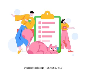 Invite friends to conduct questionnaire flat vector concept operation hand drawn illustration
