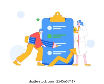 Invite friends to conduct questionnaire flat vector concept operation hand drawn illustration
