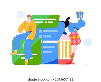 Invite friends to conduct questionnaire flat vector concept operation hand drawn illustration
