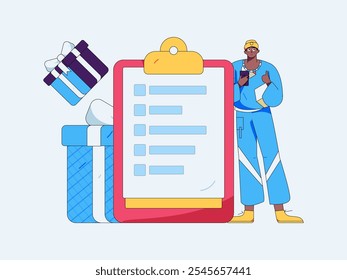 Invite friends to conduct questionnaire flat vector concept operation hand drawn illustration
