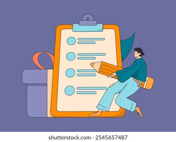 Invite friends to conduct questionnaire flat vector concept operation hand drawn illustration
