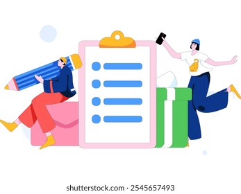 Invite friends to conduct questionnaire flat vector concept operation hand drawn illustration
