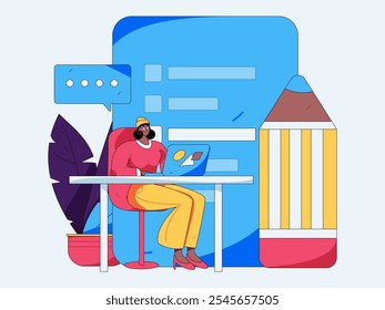 Invite friends to conduct questionnaire flat vector concept operation hand drawn illustration
