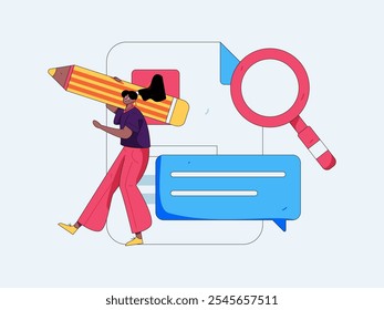 Invite friends to conduct questionnaire flat vector concept operation hand drawn illustration
