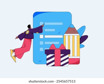 Invite friends to conduct questionnaire flat vector concept operation hand drawn illustration
