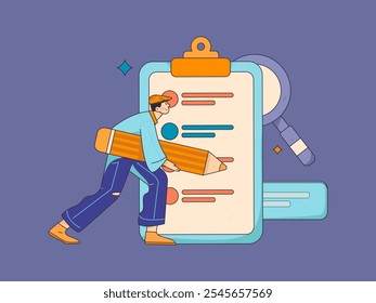 Invite friends to conduct questionnaire flat vector concept operation hand drawn illustration
