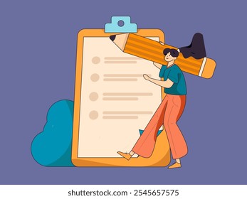 Invite friends to conduct questionnaire flat vector concept operation hand drawn illustration
