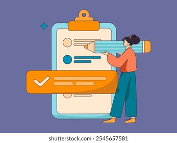 Invite friends to conduct questionnaire flat vector concept operation hand drawn illustration
