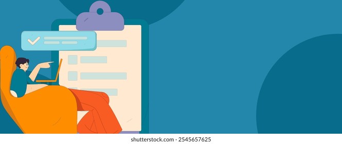 Invite friends to conduct questionnaire flat vector concept operation hand drawn illustration
