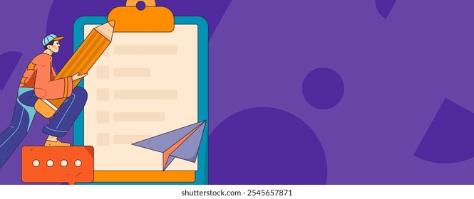 Invite friends to conduct questionnaire flat vector concept operation hand drawn illustration
