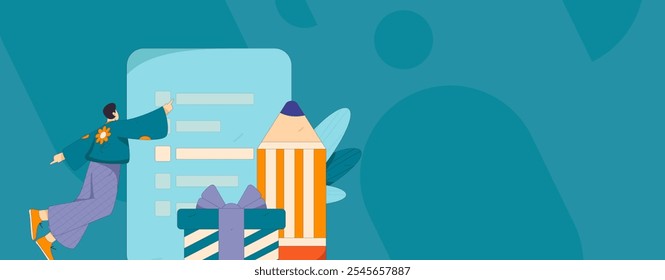 Invite friends to conduct questionnaire flat vector concept operation hand drawn illustration
