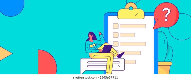 Invite friends to conduct questionnaire flat vector concept operation hand drawn illustration
