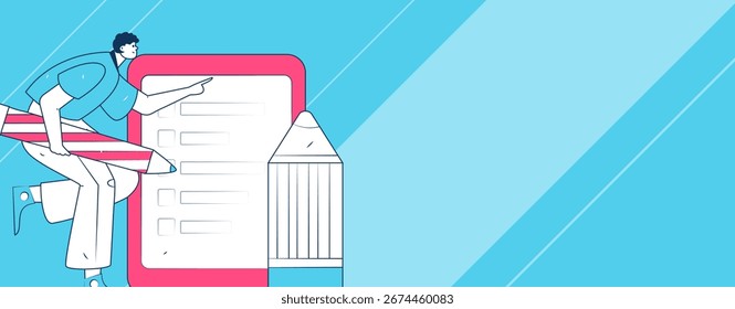 Invite friends to conduct questionnaire flat vector concept operation hand drawn illustration
