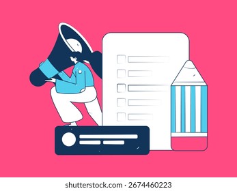 Convidar amigos para realizar questionário vetor plano conceito operação mão desenhada ilustração
