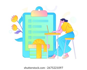 Convidar amigos para realizar questionário vetor plano conceito operação mão desenhada ilustração
