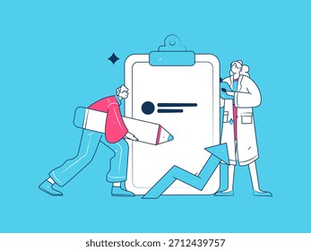 Convidar amigos para realizar questionário vetor plano conceito operação mão desenhada ilustração
