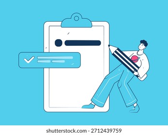 Convidar amigos para realizar questionário vetor plano conceito operação mão desenhada ilustração
