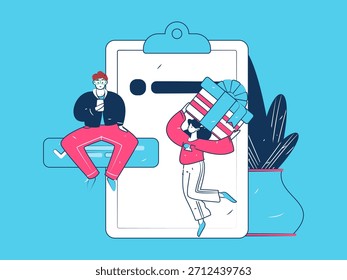Convidar amigos para realizar questionário vetor plano conceito operação mão desenhada ilustração
