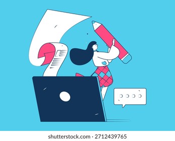 Convidar amigos para realizar questionário vetor plano conceito operação mão desenhada ilustração
